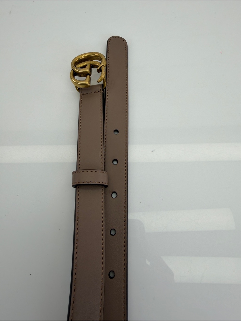 Gucci Gg Marmont Slim Pink Leather Double G Belt Silver Buckle 409417 80/32” - Picture 6 of 9